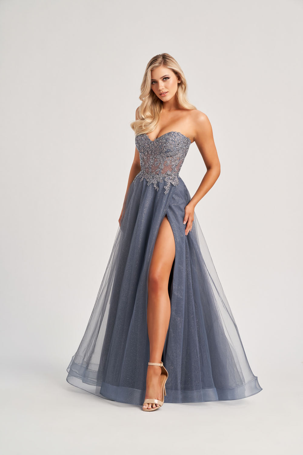 Colette CL8110 prom dress images.  Colette CL8110 is available in these colors: Steel, Rose.