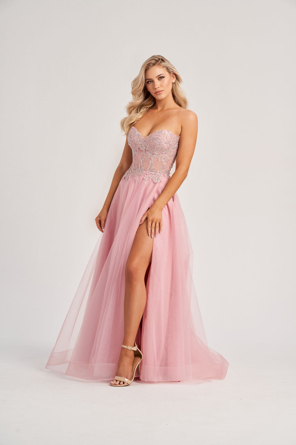 Colette CL8110 prom dress images.  Colette CL8110 is available in these colors: Steel, Rose.