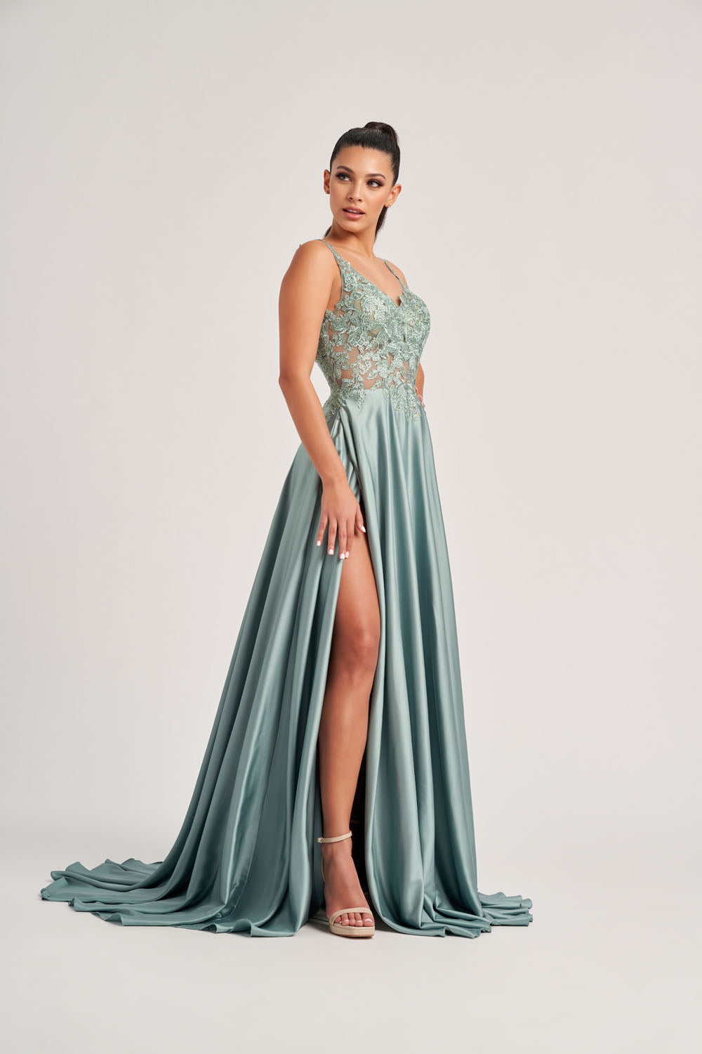 Colette CL8160 prom dress images.  Colette CL8160 is available in these colors:  Sage.