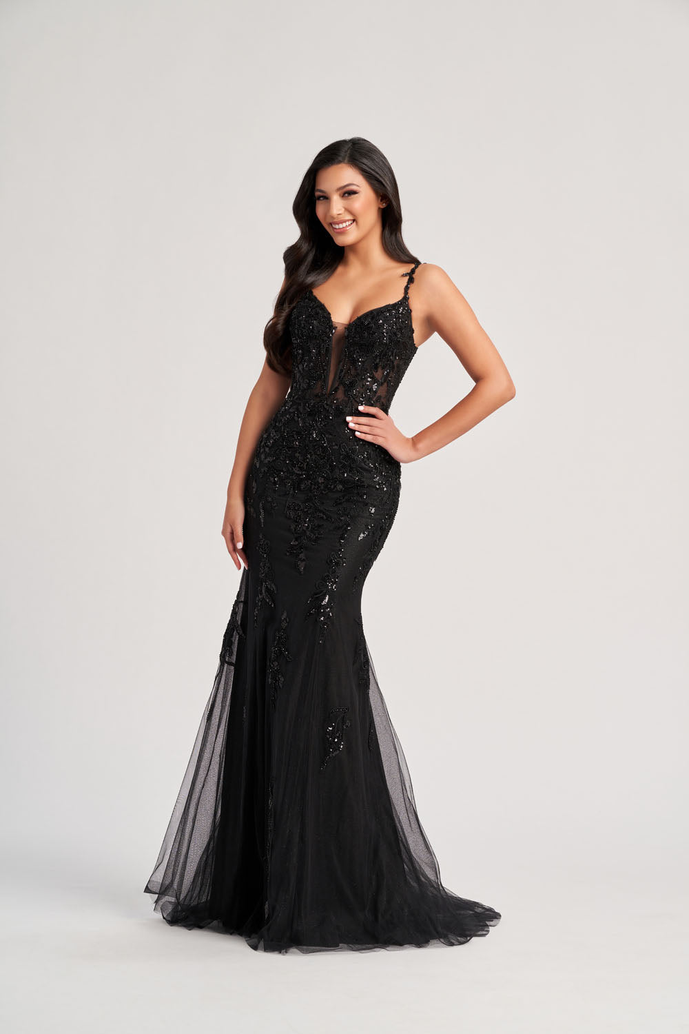 Colette CL8210 prom dress images.  Colette CL8210 is available in these colors: Heather, Black.