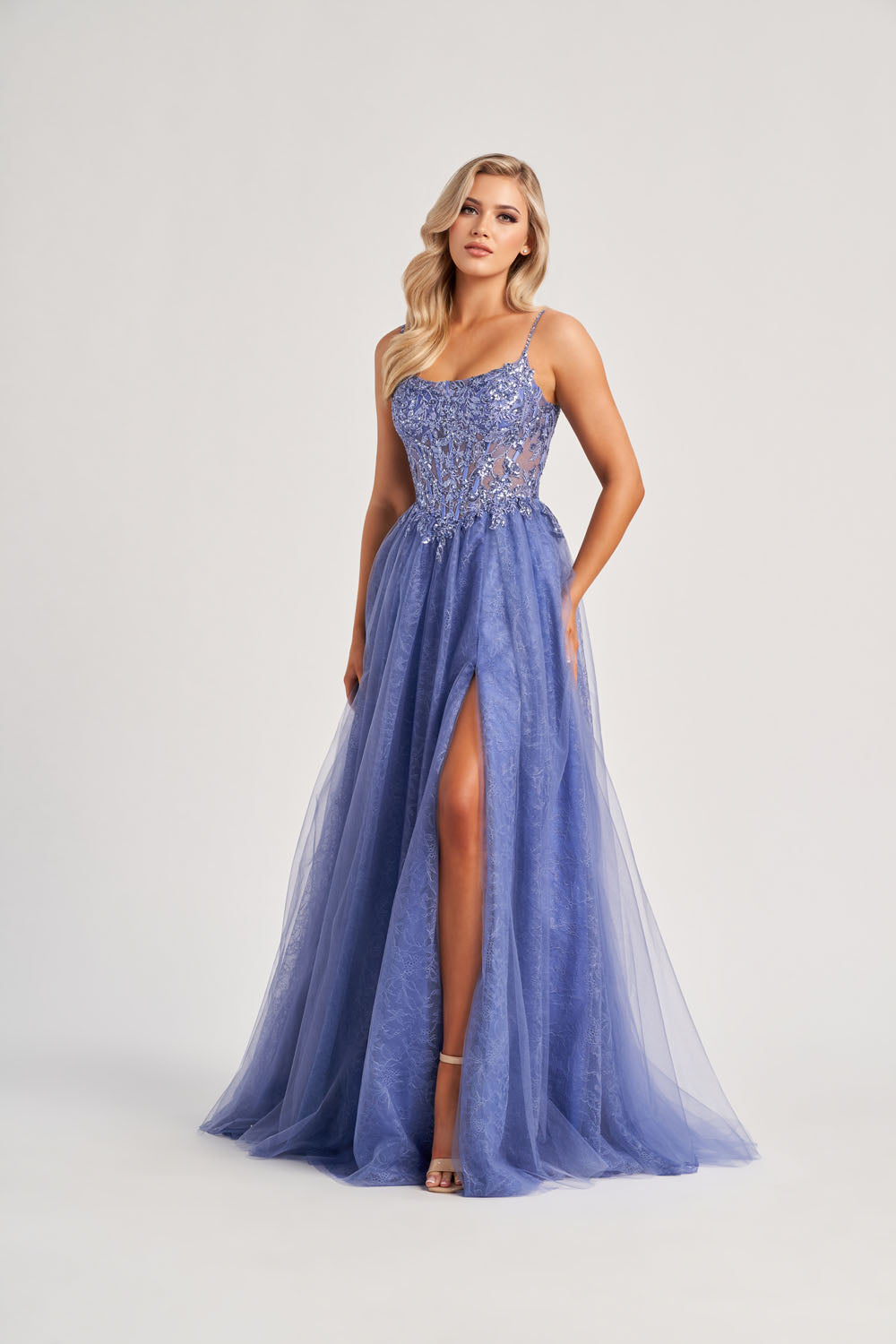 Colette CL8240 prom dress images.  Colette CL8240 is available in these colors: Berry, Periwinkle.