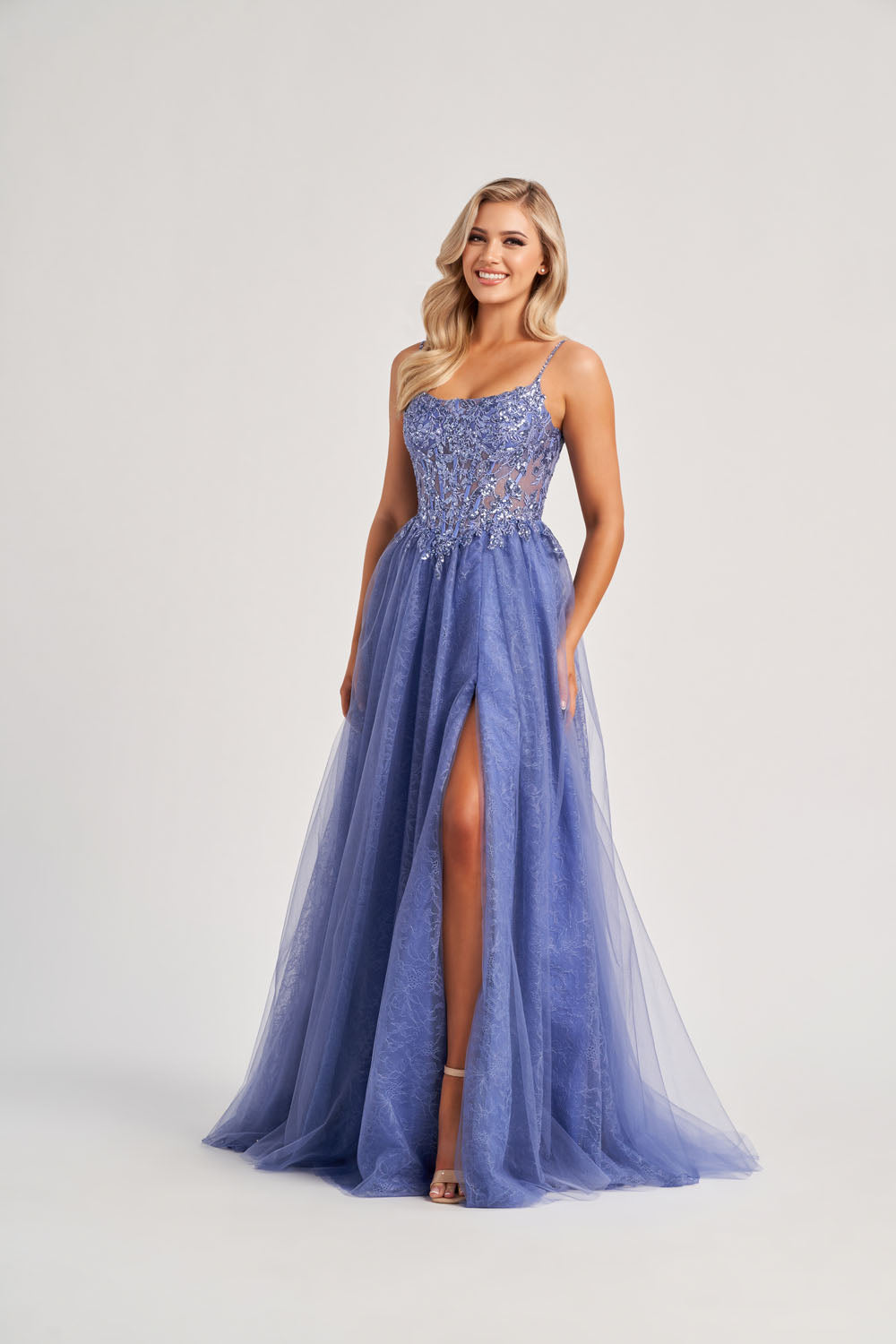 Colette CL8240 prom dress images.  Colette CL8240 is available in these colors: Berry, Periwinkle.