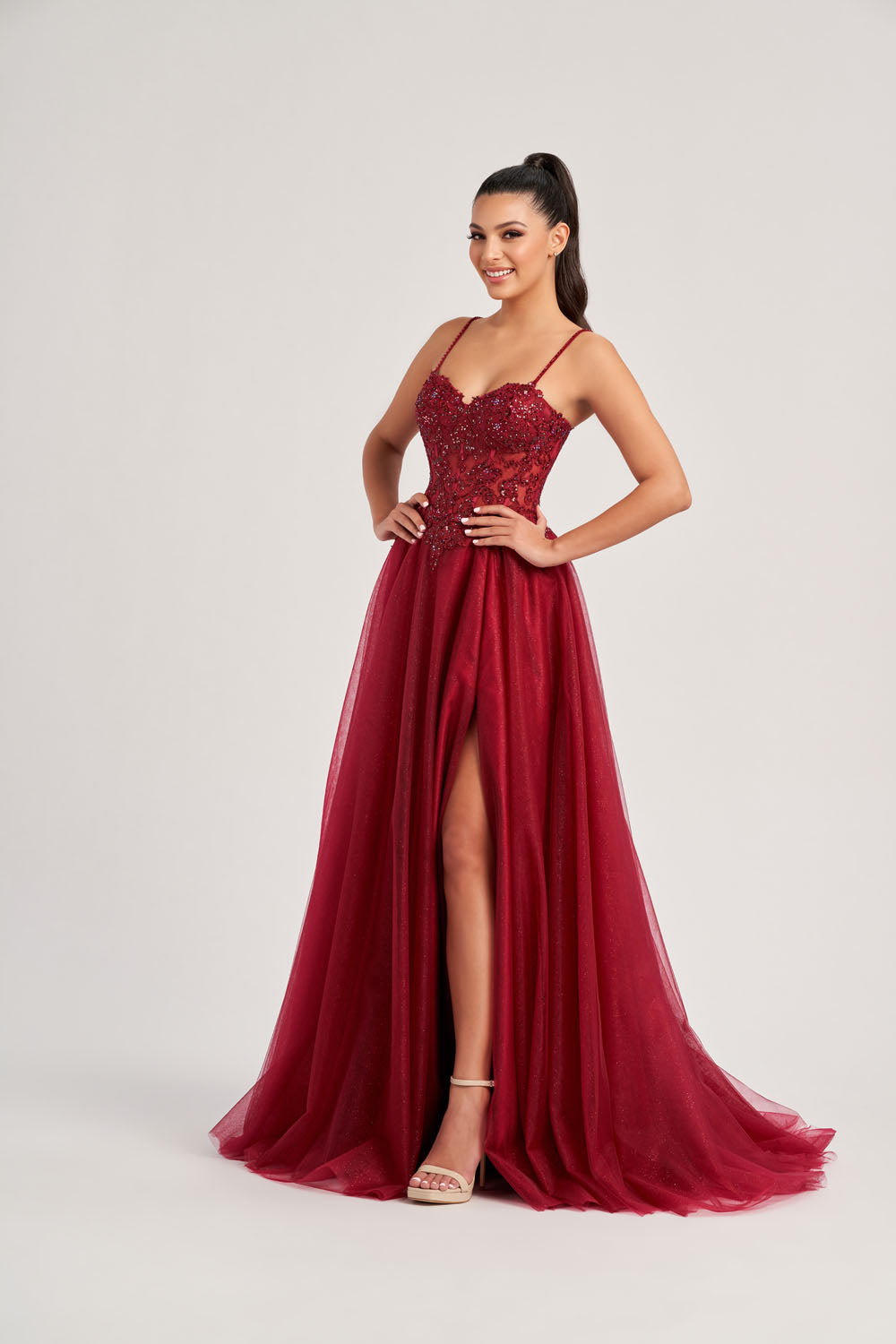 Colette CL8280 prom dress images.  Colette CL8280 is available in these colors: Burgundy, Plum.