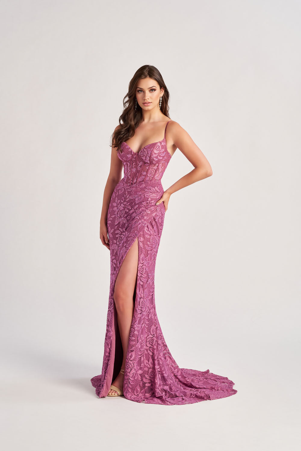 Colette CL8405 prom dress images.  Colette CL8405 is available in these colors: Smoke, Sea Glass, Rose.