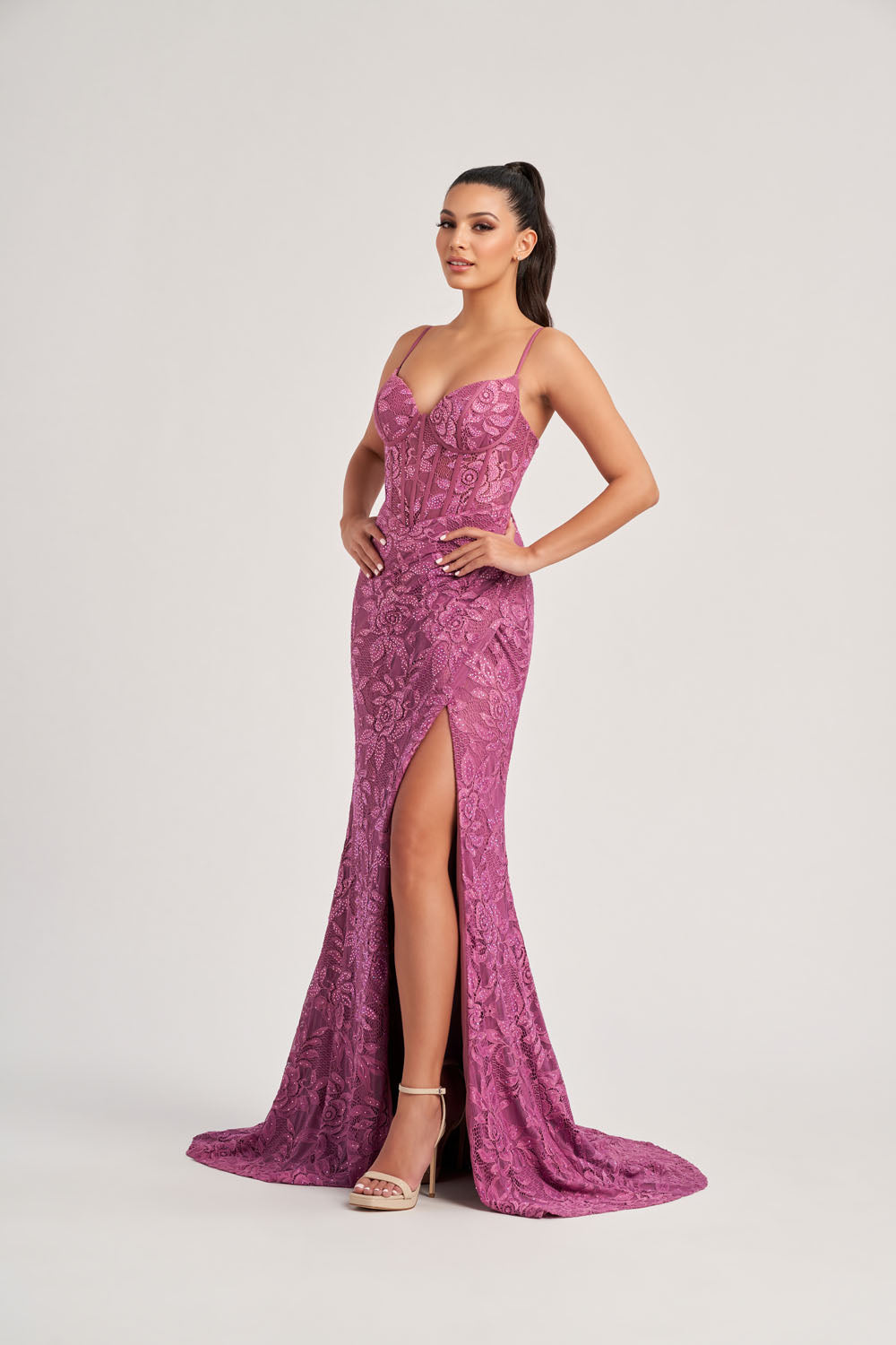 Colette CL8405 prom dress images.  Colette CL8405 is available in these colors: Smoke, Sea Glass, Rose.