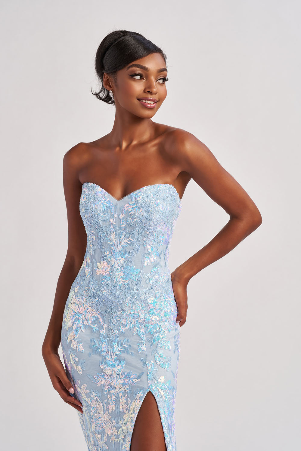 Colette CL8440 prom dress images.  Colette CL8440 is available in these colors: Ice Blue, Spruce, Cotton Candy.