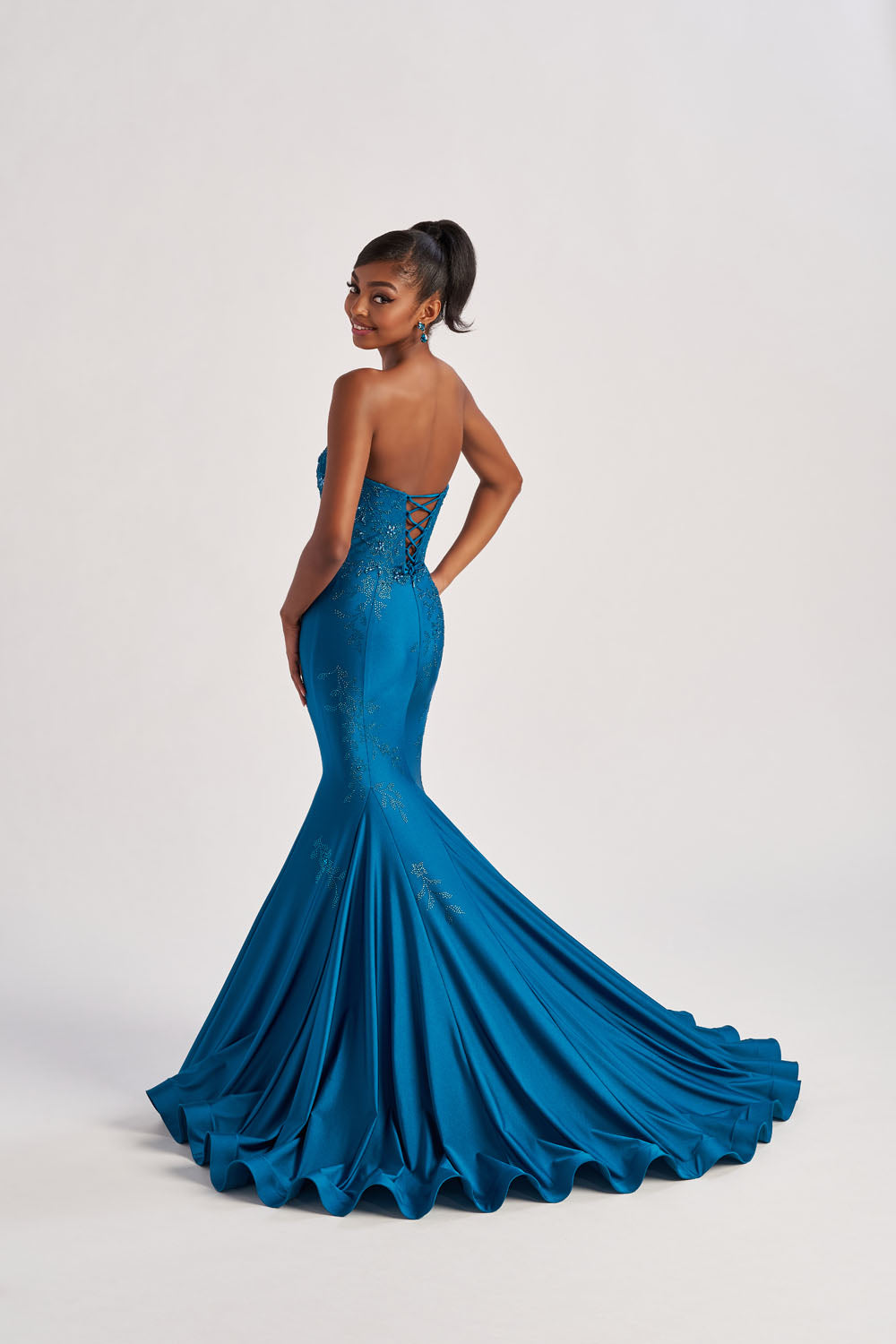 Colette CL8445 prom dress images.  Colette CL8445 is available in these colors: Red, Dark Turquoise.