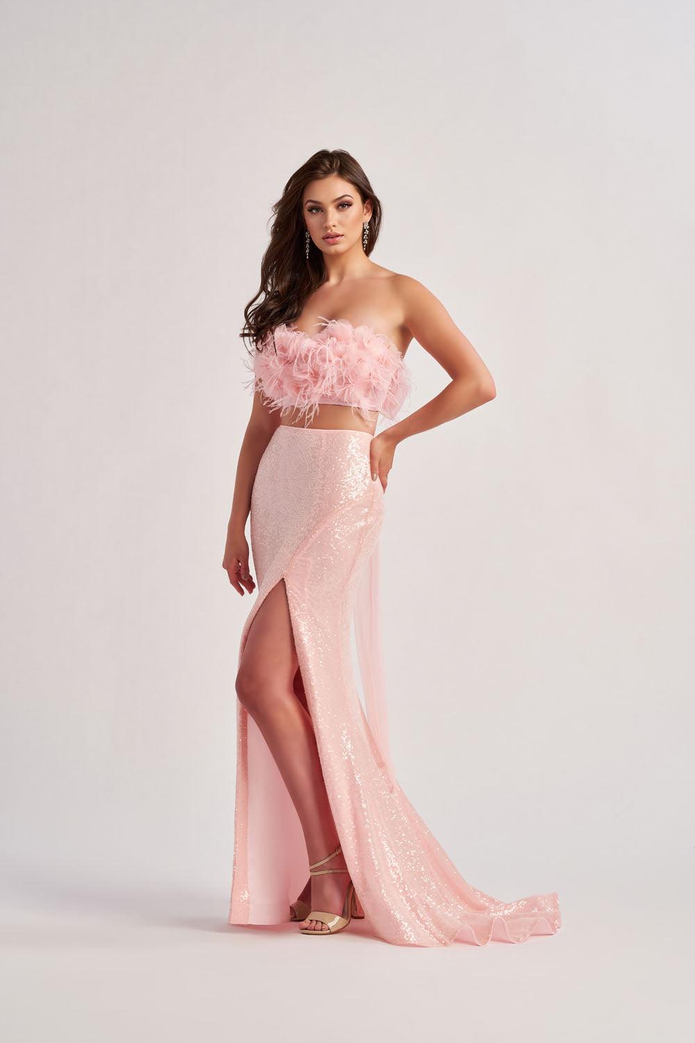 Colette CL8450 prom dress images.  Colette CL8450 is available in these colors: Ice Pink, Ice Blue, Black.