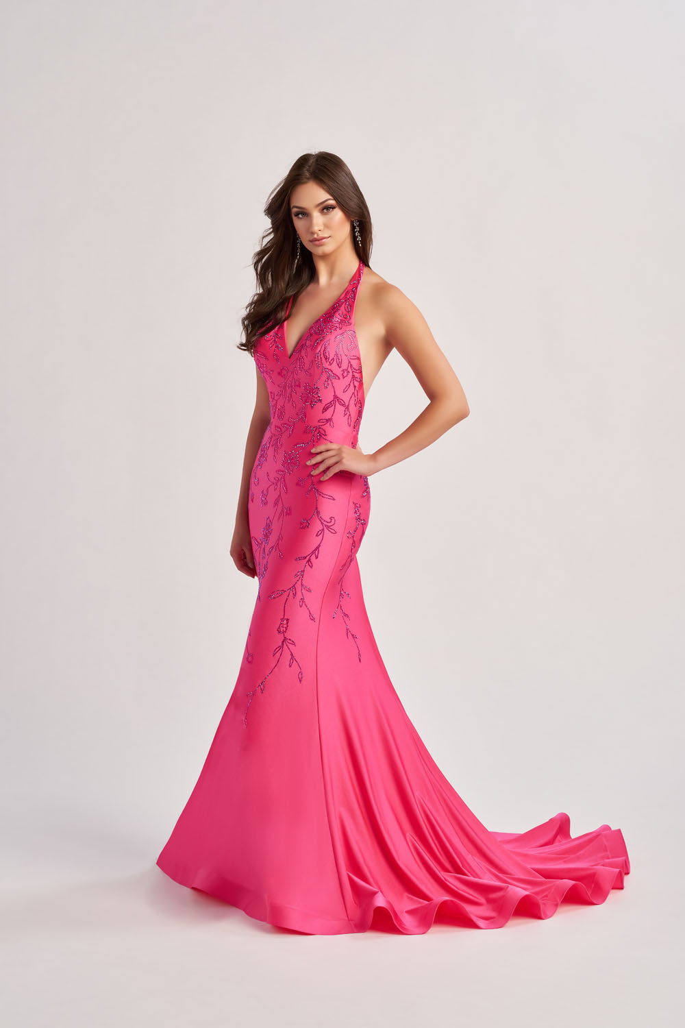 Colette CL8455 prom dress images.  Colette CL8455 is available in these colors: Lipstick Pink, Plum.