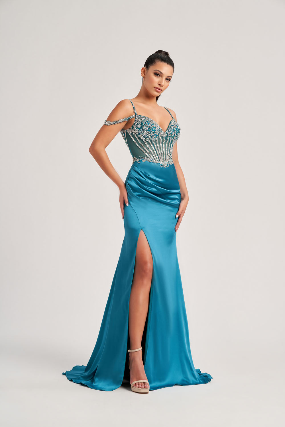 Colette CL8460 prom dress images.  Colette CL8460 is available in these colors: Lilac, Turquoise.