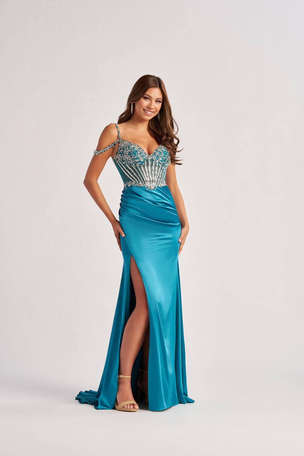 Colette CL8460 prom dress images.  Colette CL8460 is available in these colors: Lilac, Turquoise.