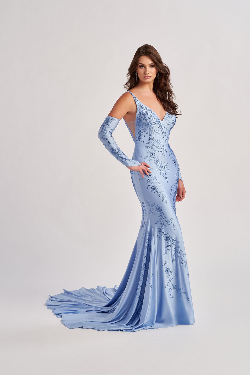 Colette CL8475 prom dress images.  Colette CL8475 is available in these colors: Cloud Blue, Candy Apple.