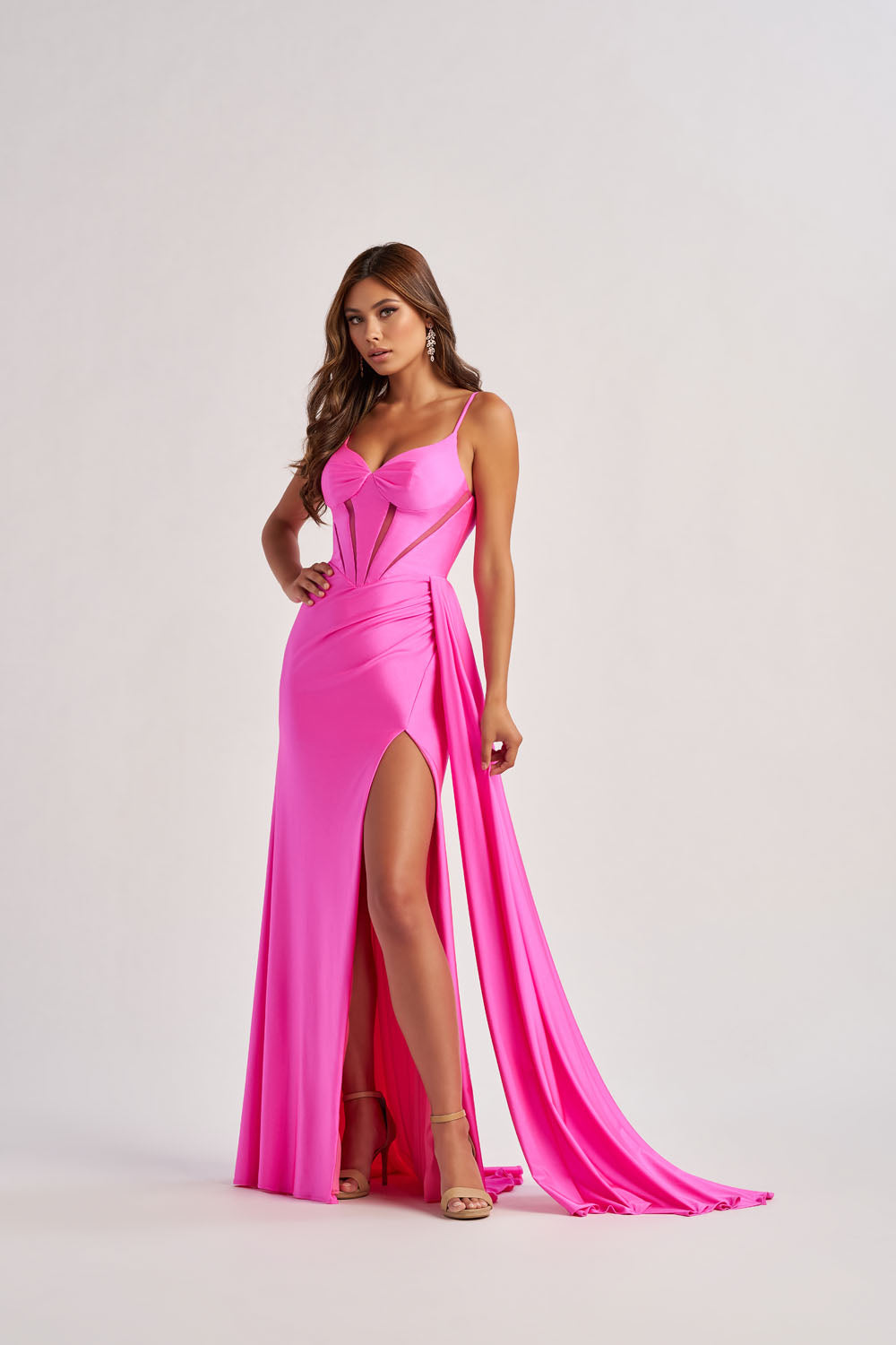 Colette CL8480 prom dress images.  Colette CL8480 is available in these colors: Hot Pink, Black, Turquoise.