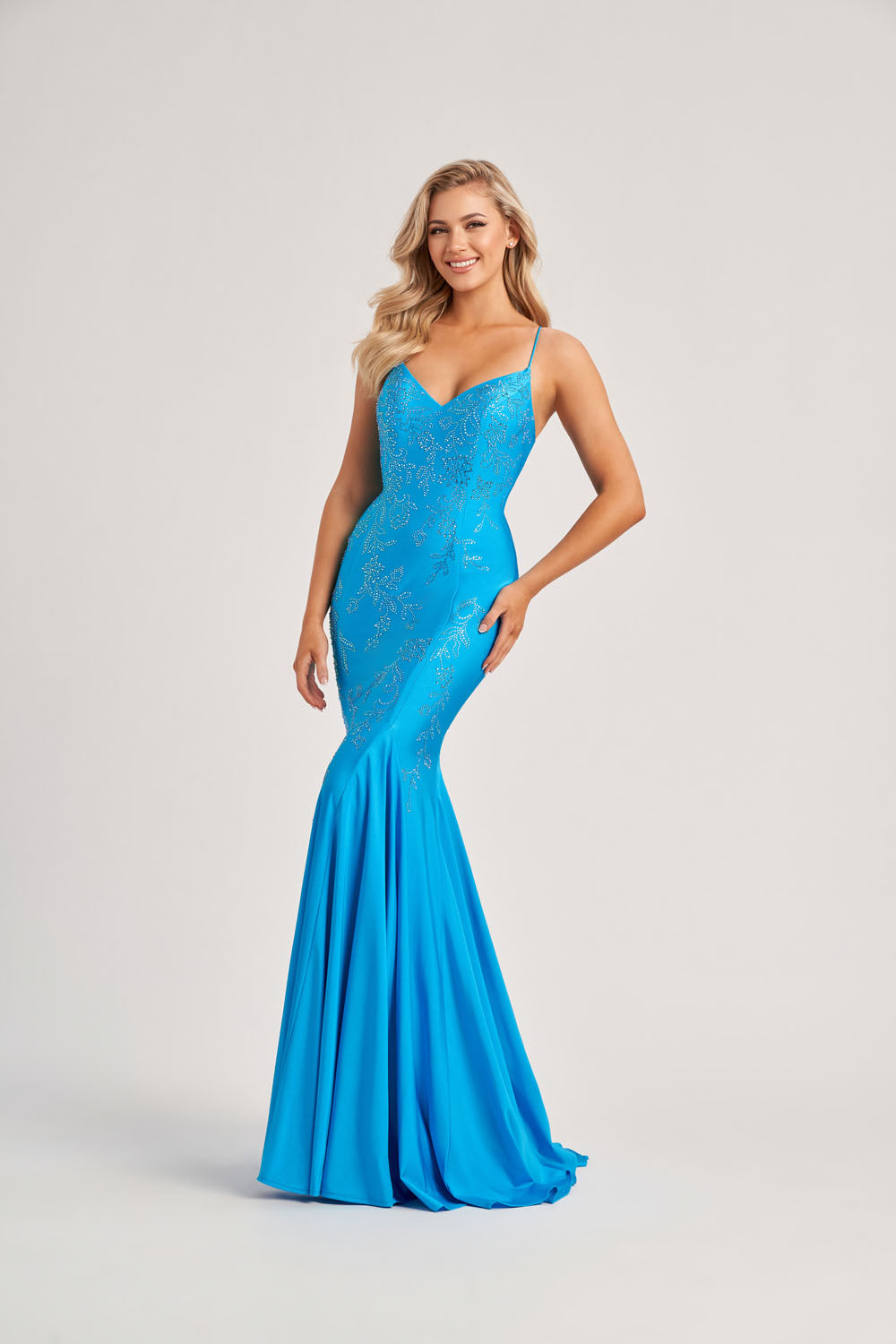 Colette CL8490 prom dress images.  Colette CL8490 is available in these colors: Turquoise, Sunset.