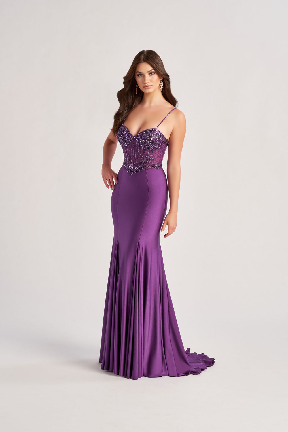 Colette CL8515 prom dress images.  Colette CL8515 is available in these colors: Plum, Midnight.