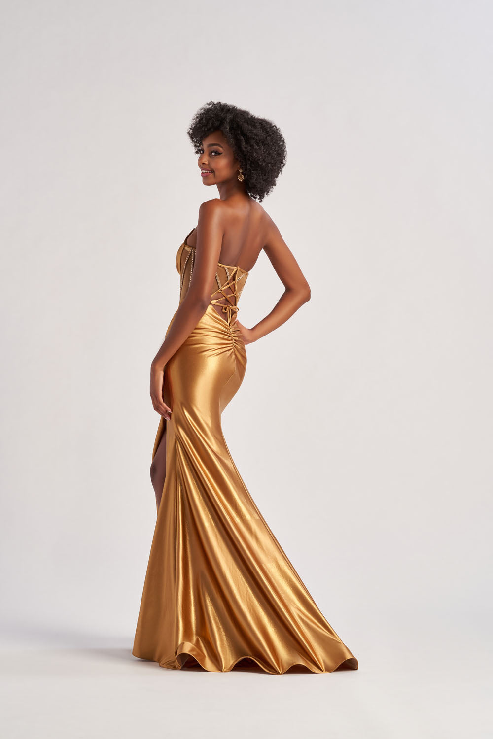 Colette CL8560 prom dress images.  Colette CL8560 is available in these colors: Bronze, Dusty Blue, Dusty Pink.