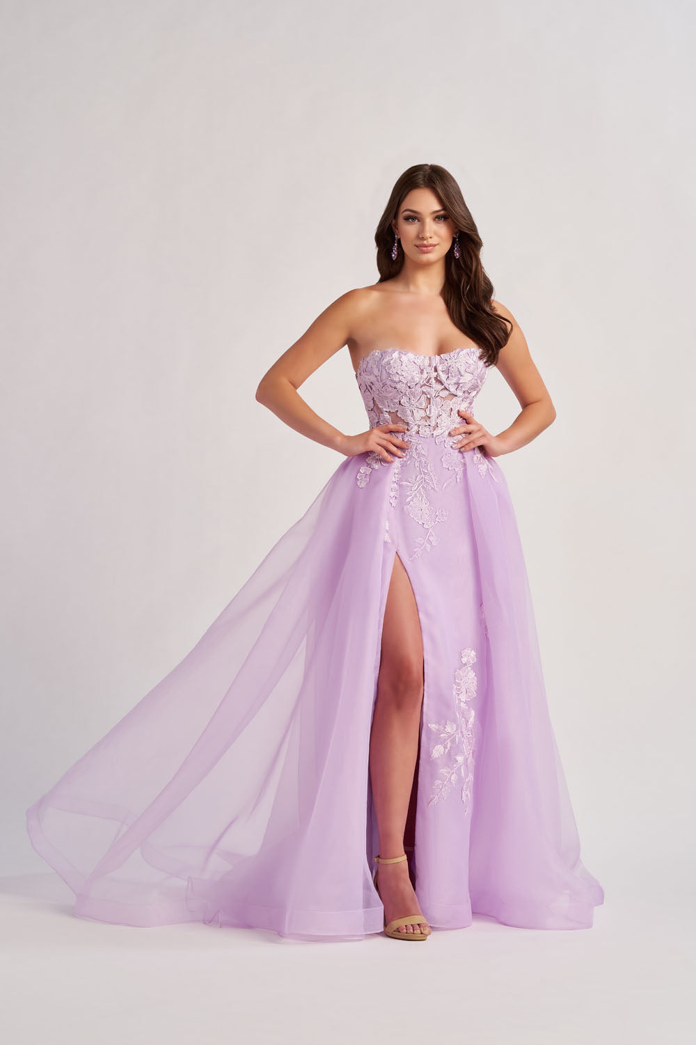 Colette CL8660 prom dress images.  Colette CL8660 is available in these colors: Lilac, Bubblegum Pink.