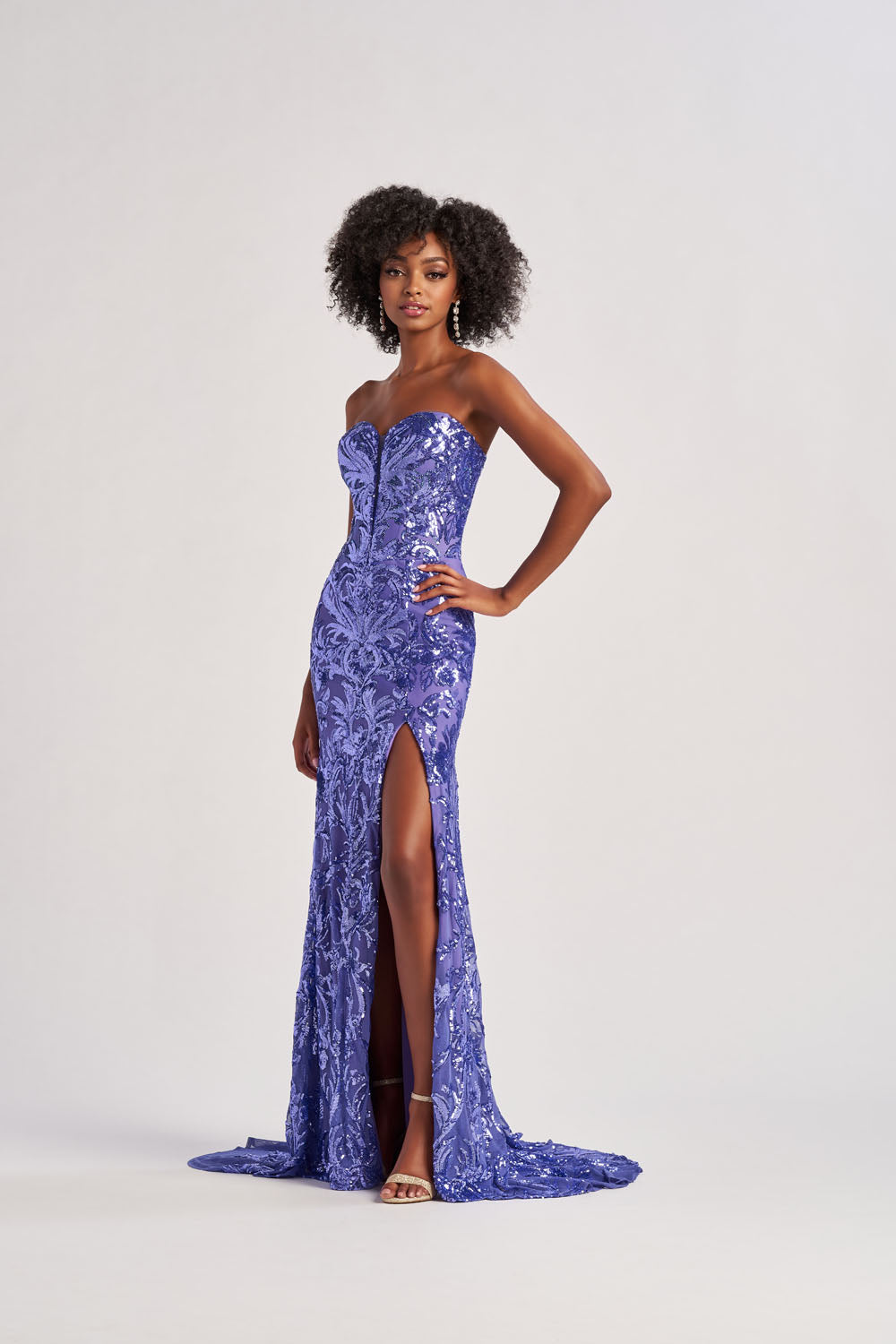 Colette CL8680 prom dress images.  Colette CL8680 is available in these colors: Periwinkle, Red, Emerald.