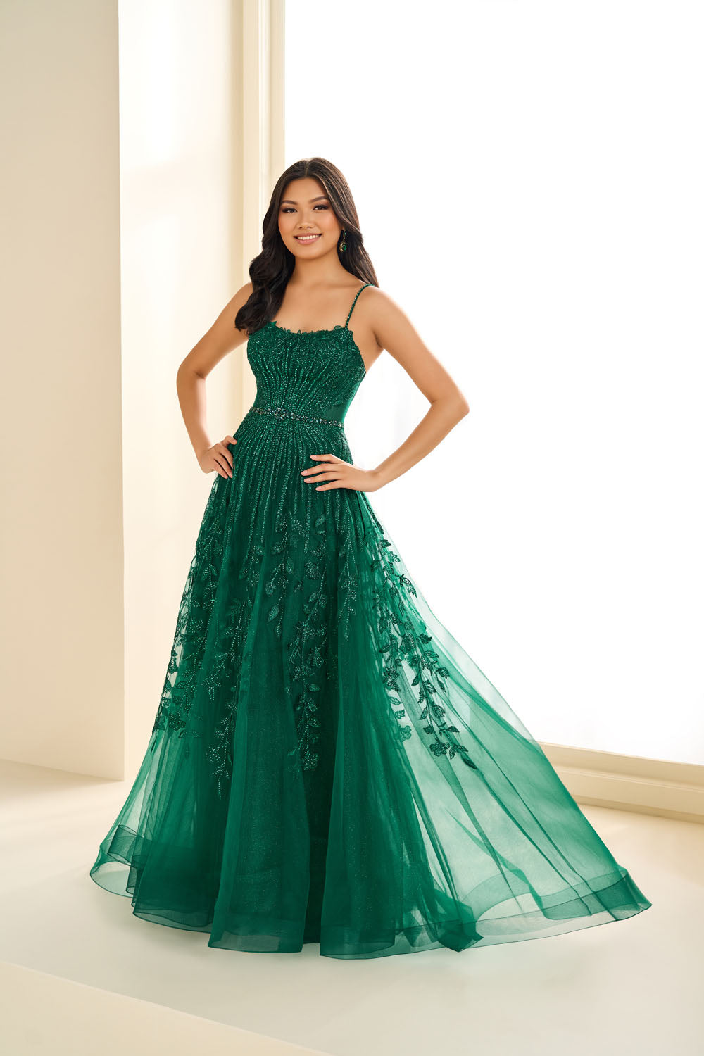 Ellie Wilde EW36068 a-line prom dress images.  Ellie Wilde EW36068 is available in these colors: Emerald, Strawberry, Silver Nude, Lilac, Fuschia.