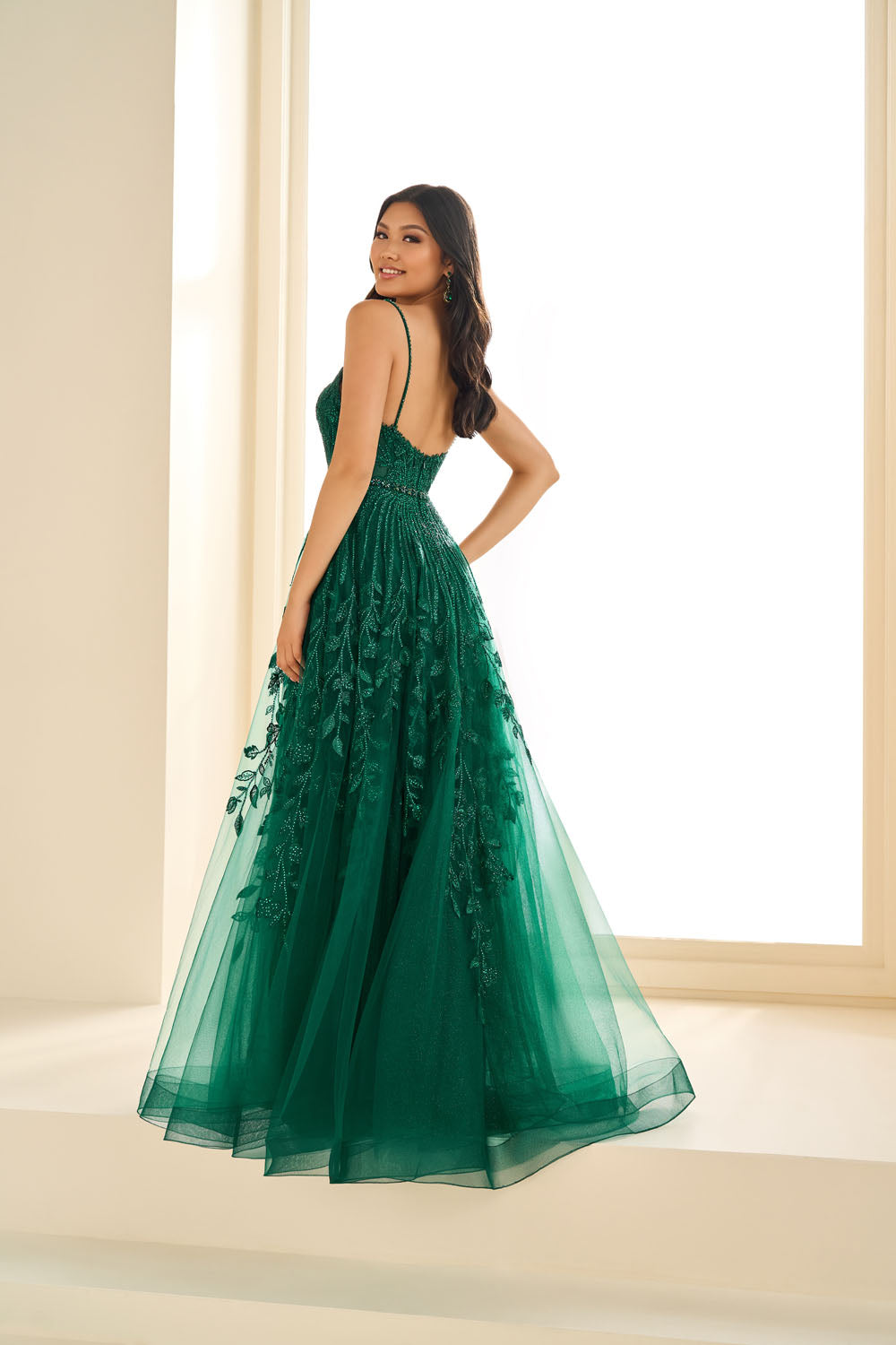 Ellie Wilde EW36068 a-line prom dress images.  Ellie Wilde EW36068 is available in these colors: Emerald, Strawberry, Silver Nude, Lilac, Fuschia.