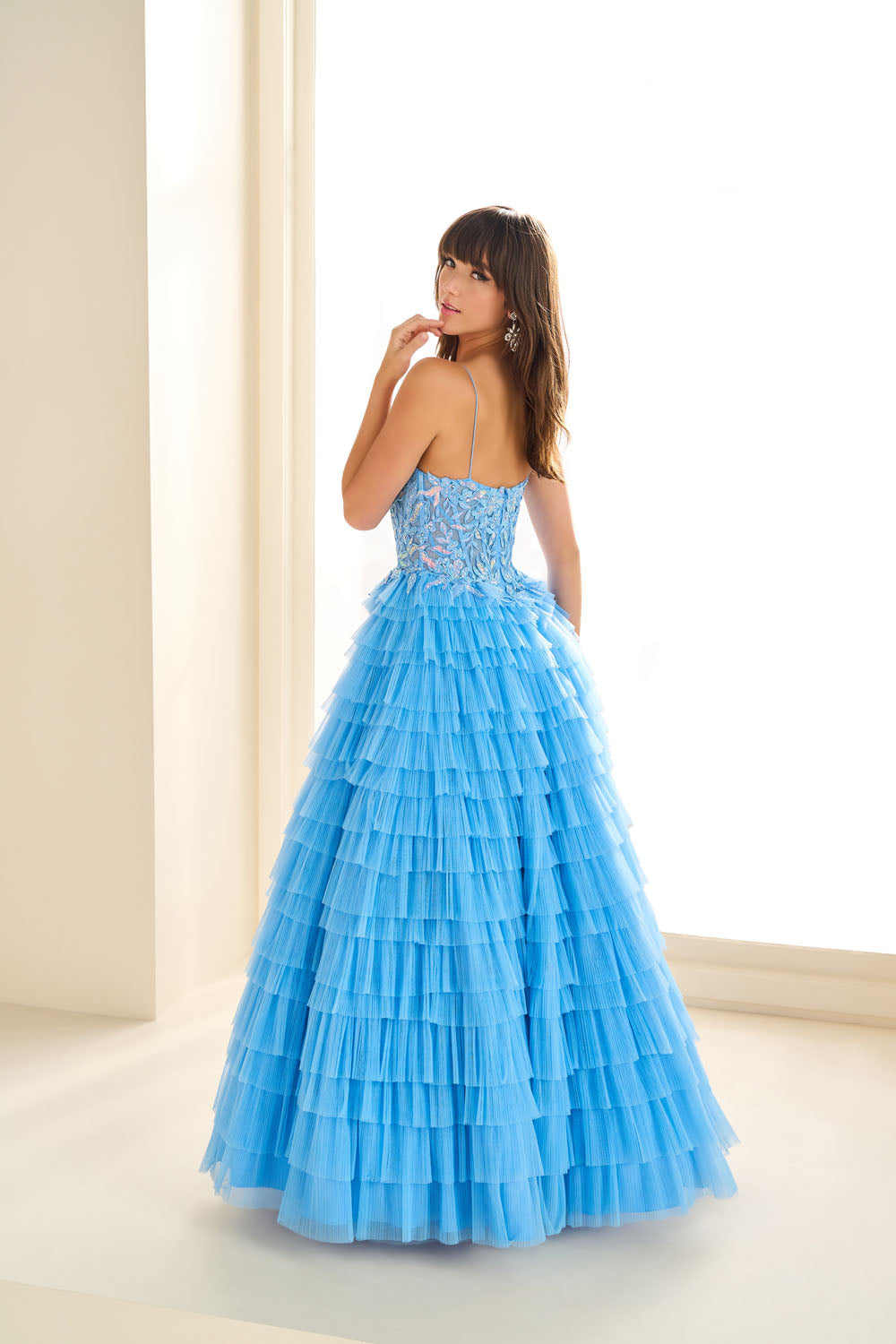 Ellie Wilde EW36086 a-line prom dress images.  Ellie Wilde EW36086 is available in these colors: Bluebell, Lilac.