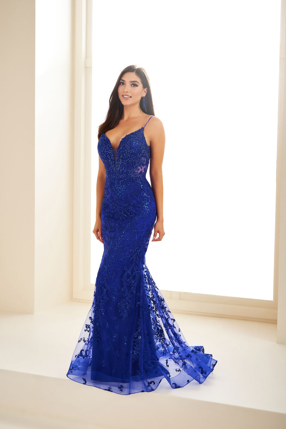 Ellie Wilde EW36096 mermaid prom dress images.  Ellie Wilde EW36096 is available in these colors: Dusk, Magenta, Red, Peacock, Royal Blue.