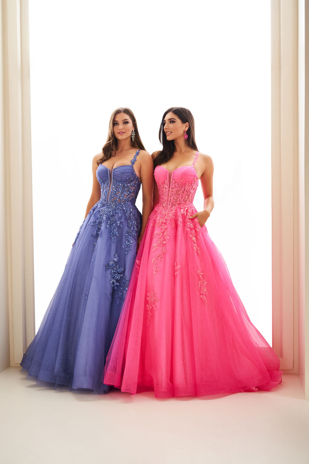 Ellie Wilde EW36202 ball gown prom dress images.  Ellie Wilde EW36202 is available in these colors: Black, Barbie Pink, Dark Periwinkle, Lilac.