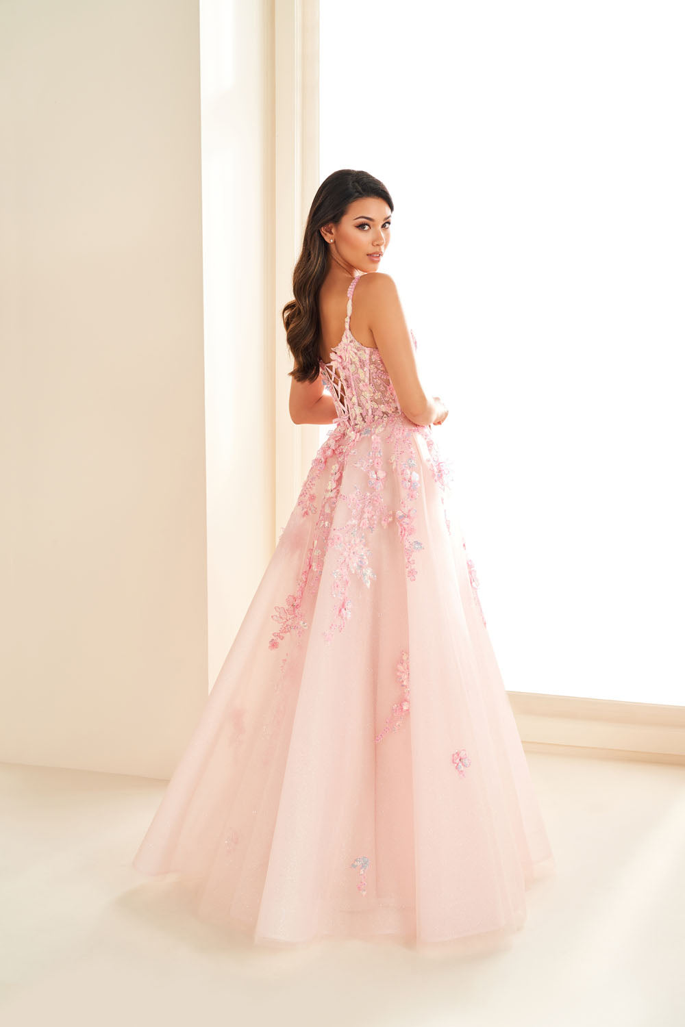 Ellie Wilde EW36213 a-line prom dress images.  Ellie Wilde EW36213 is available in these colors: Blush, Wintermint.