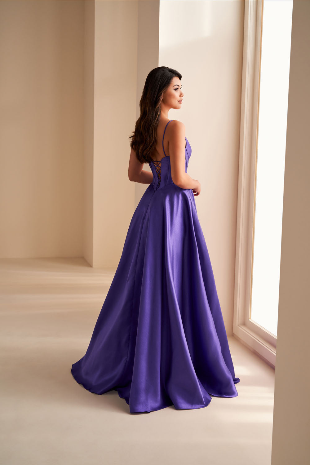 Ellie Wilde EW36224 ball gown prom dress images.  Ellie Wilde EW36224 is available in these colors: Purple, Magenta.