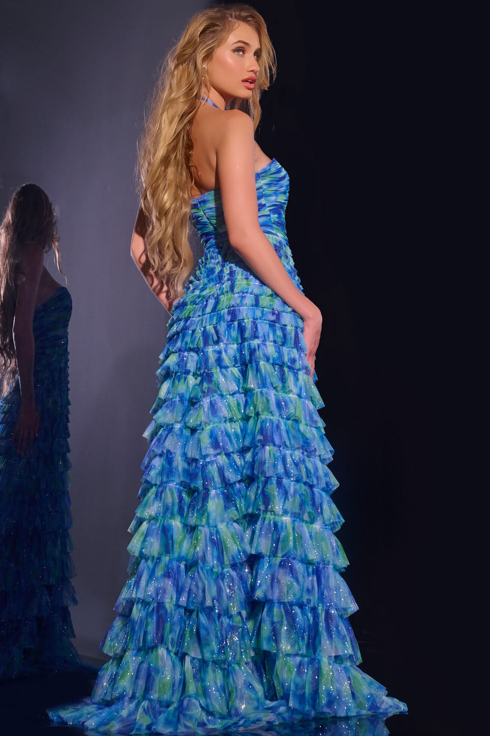 Jovani 42182 prom dress images.  Jovani 42182 is available in these colors: Royal Multi.