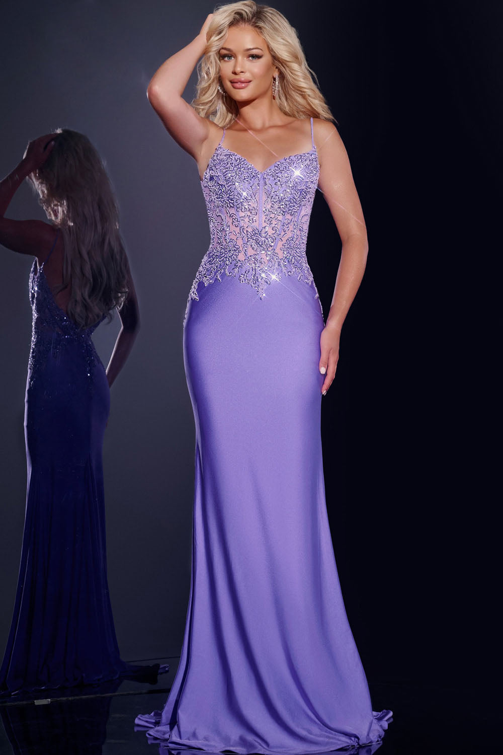 Jovani 42221 prom dress images.  Jovani 42221 is available in these colors: Violet, Red.