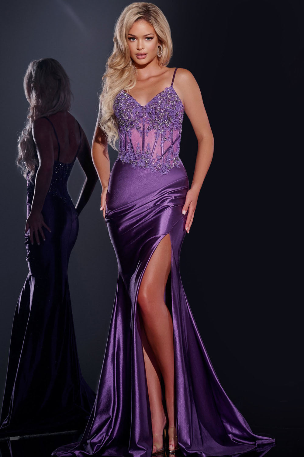 Jovani 42259 prom dress images.  Jovani 42259 is available in these colors: Purple, Slate, Black, Lilac.