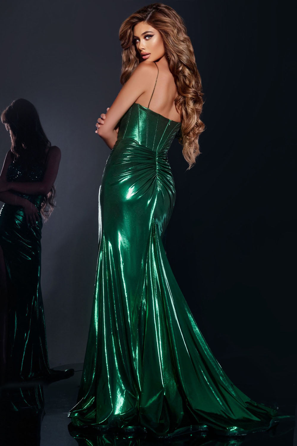 Jovani 42336 prom dress images.  Jovani 42336 is available in these colors: Green, Fuchsia, Black, Royal, Silver.