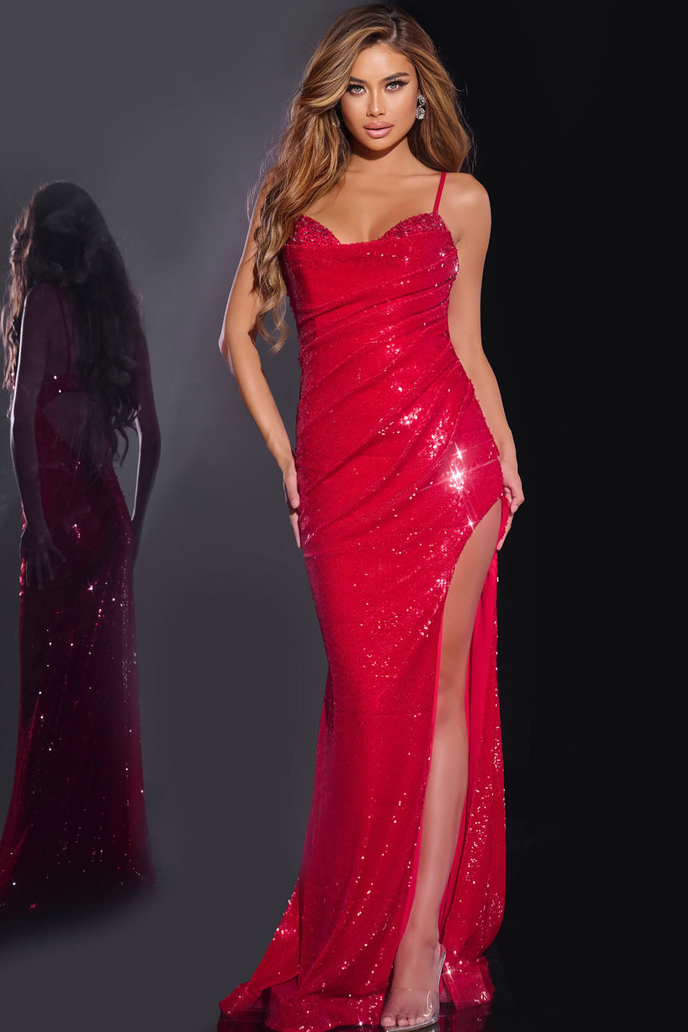 Jovani 42379 prom dress images.  Jovani 42379 is available in these colors: Wine, Royal, Ivory, Black.