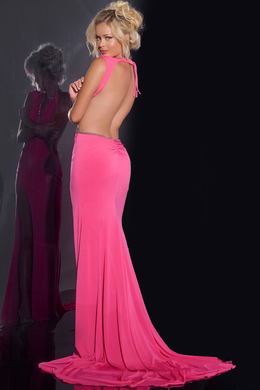 Jovani 42675 prom dress images.  Jovani 42675 is available in these colors: Hot Pink, Royal, Black, White.