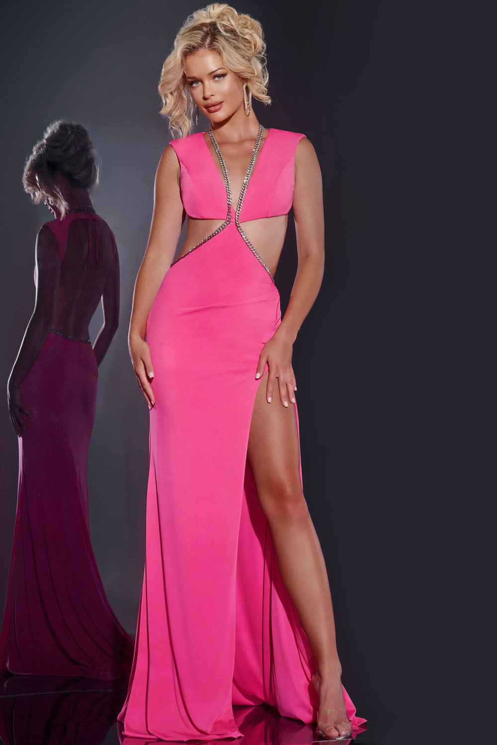 Jovani 42675 prom dress images.  Jovani 42675 is available in these colors: Hot Pink, Royal, Black, White.