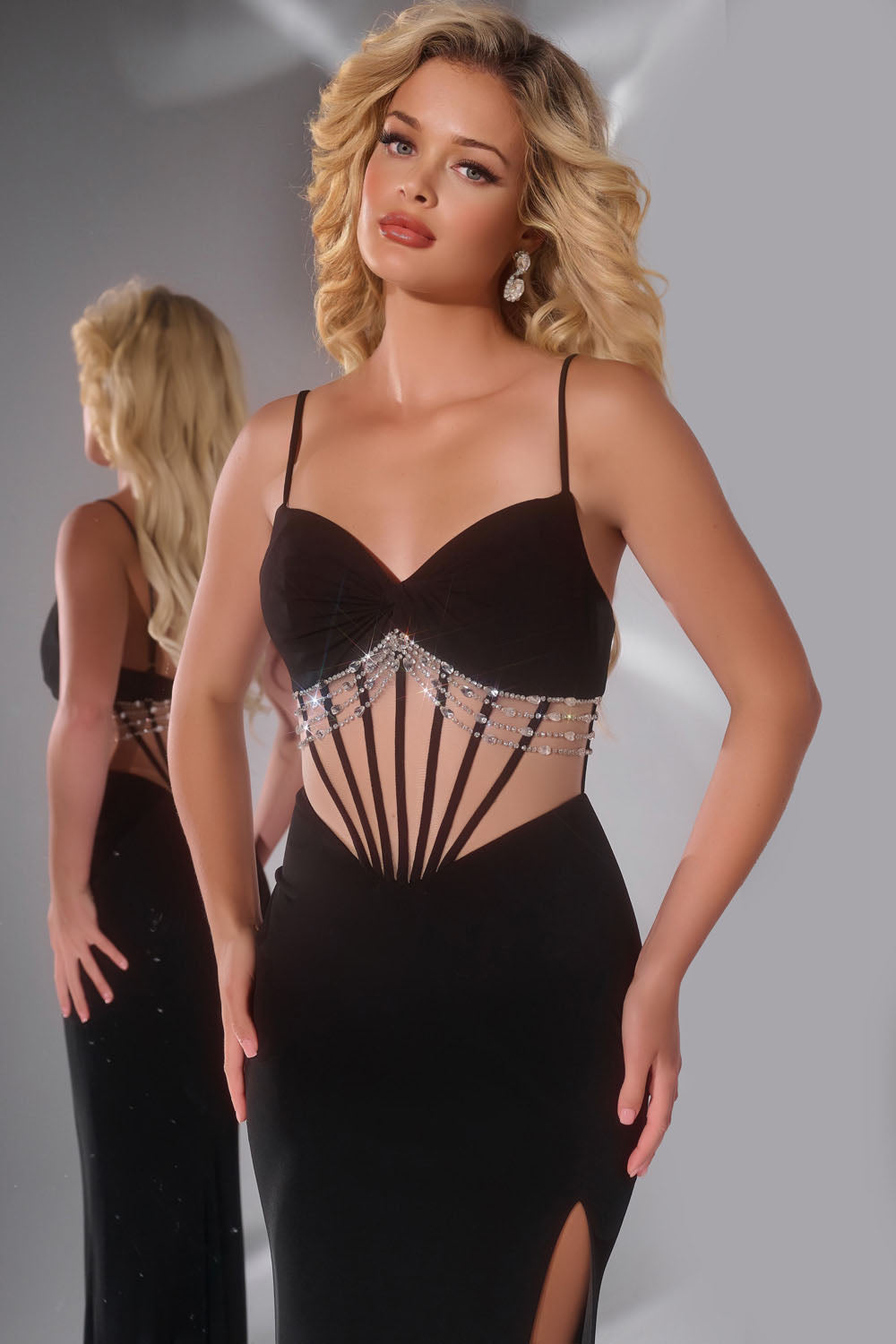 Jovani 42758 prom dress images.  Jovani 42758 is available in these colors: Black, Off White.