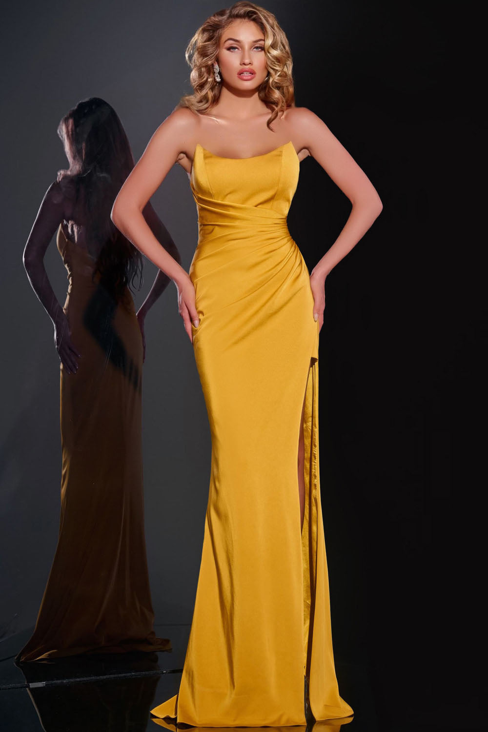 Jovani 42765 prom dress images.  Jovani 42765 is available in these colors: Mustard, Purple.