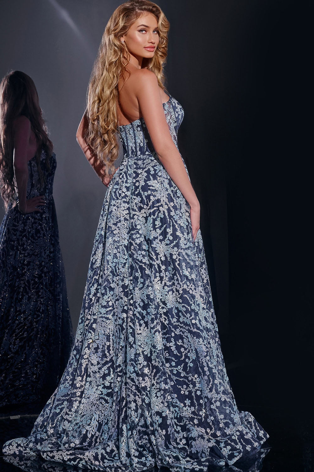 Jovani 44151 prom dress images.  Jovani 44151 is available in these colors: Navy.