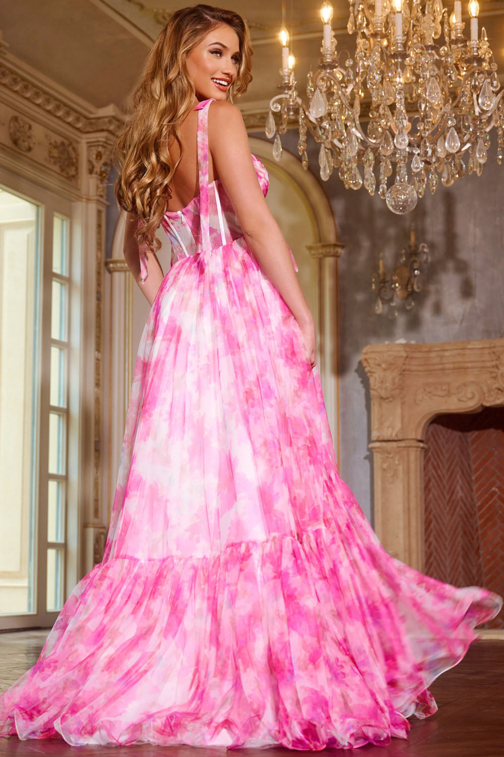 Jovani 44181 prom dress images.  Jovani 44181 is available in these colors: Pink Multi.