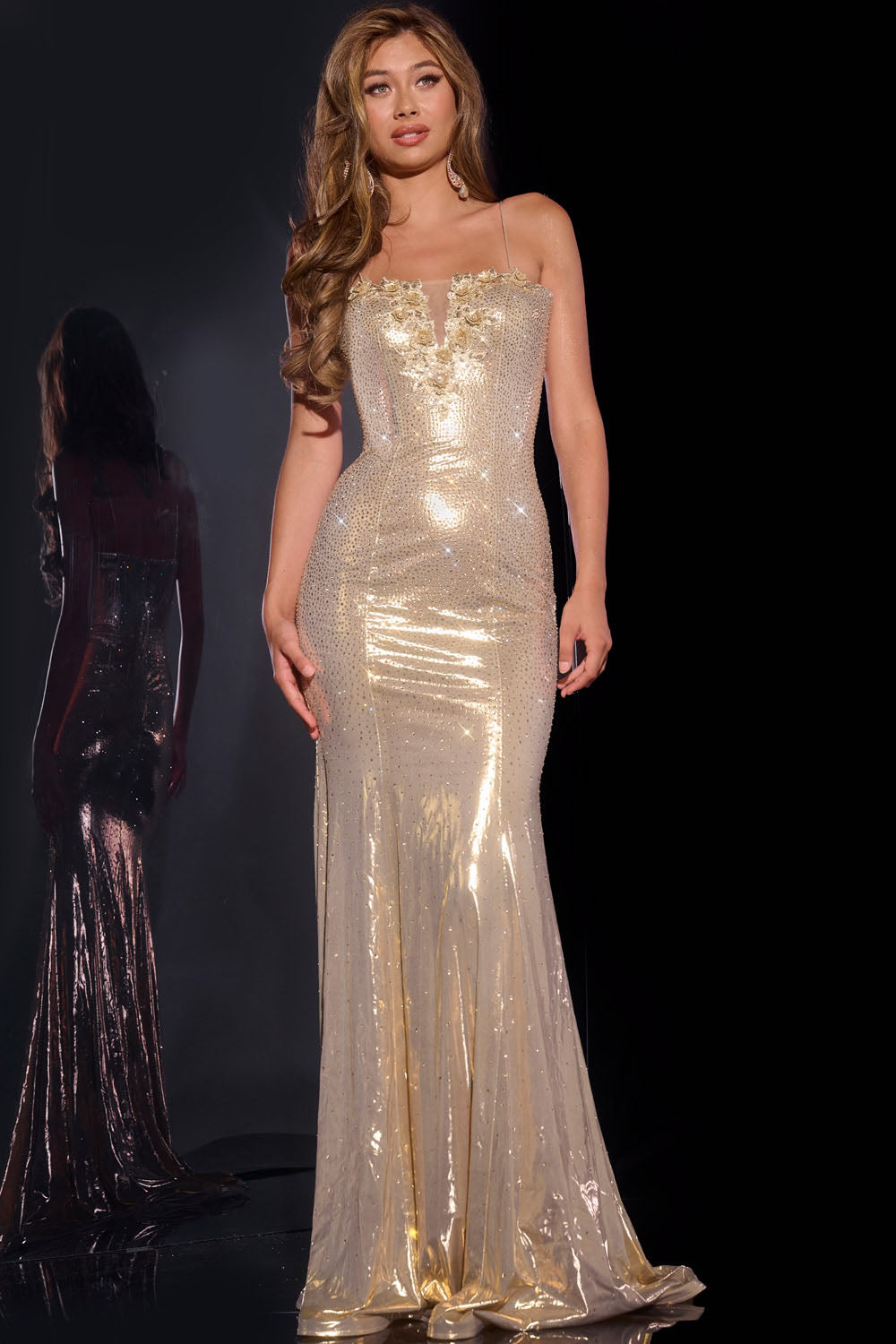 Jovani 44539 prom dress images.  Jovani 44539 is available in these colors: Gold, Black, Royal.