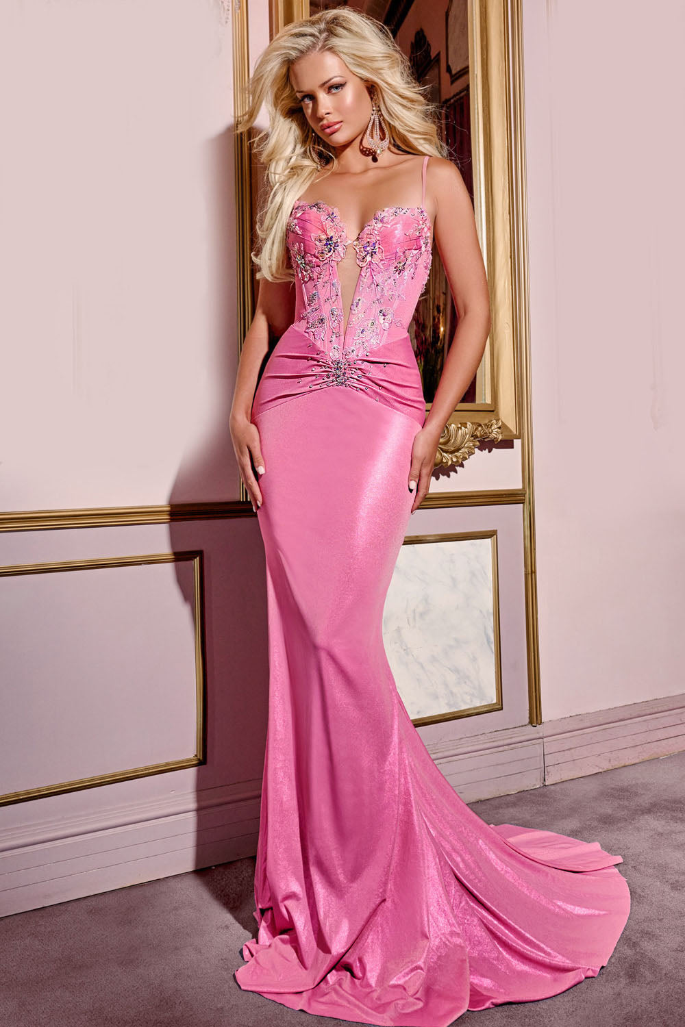 Jovani D5046 prom dress images.  Jovani D5046 is available in these colors: Pink, Blue, Black.