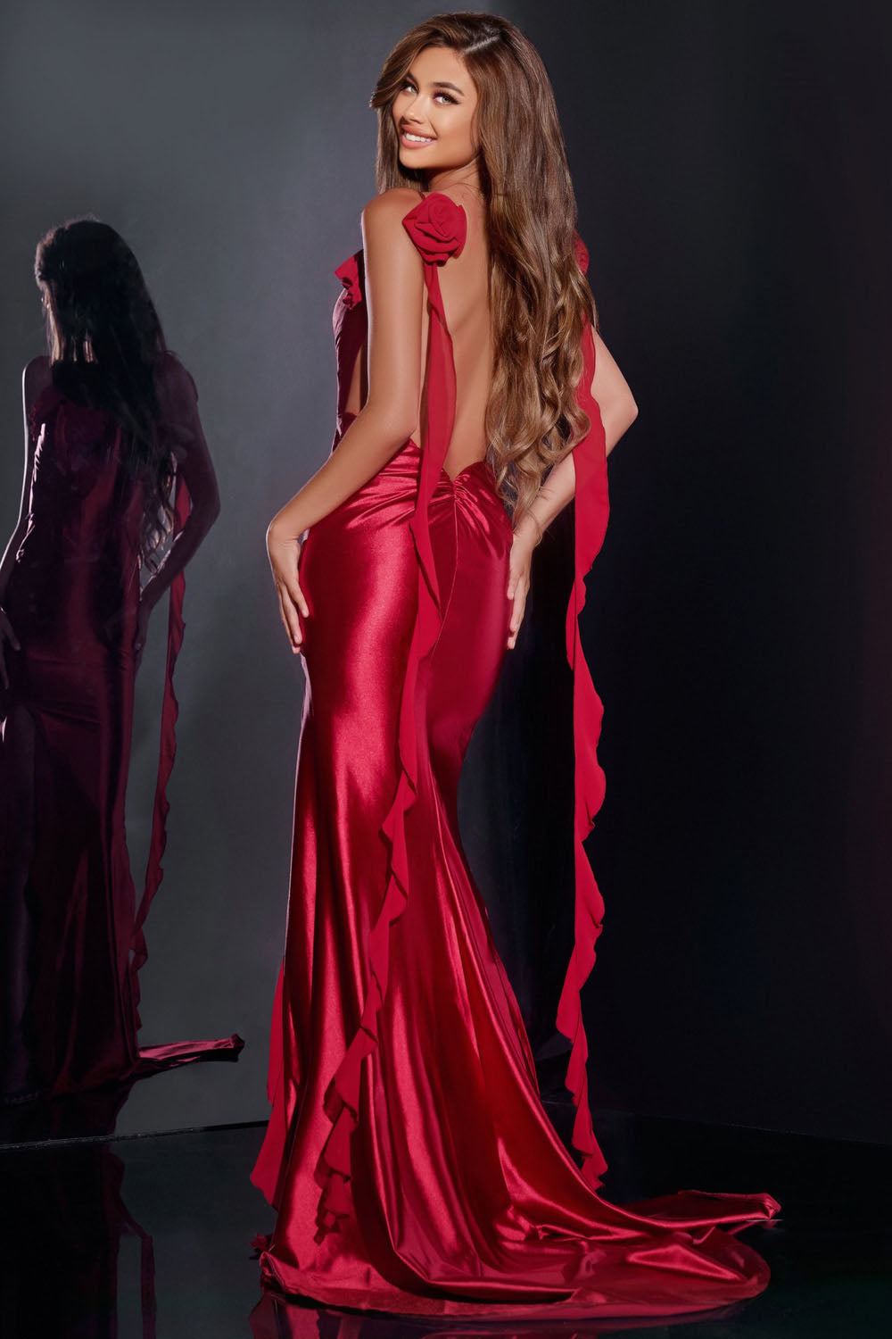 Jovani D5078 prom dress images.  Jovani D5078 is available in these colors: Red, Navy.