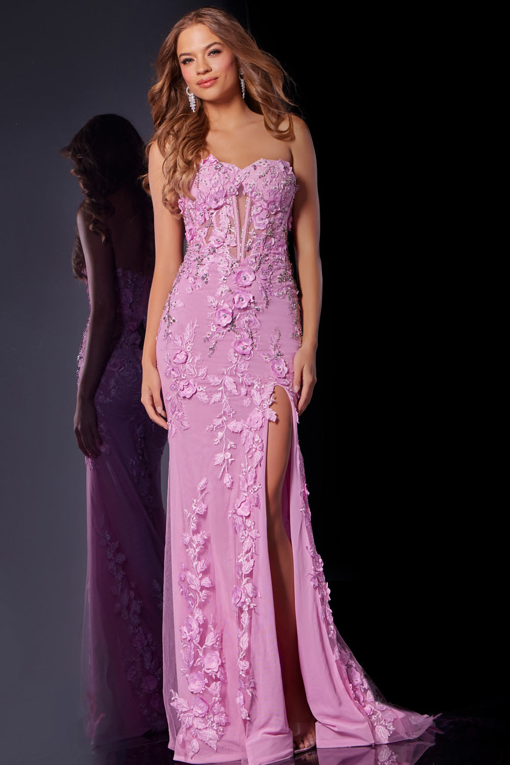 Jovani D5107 prom dress images.  Jovani D5107 is available in these colors: Pink, Black, Light Blue, Lilac.