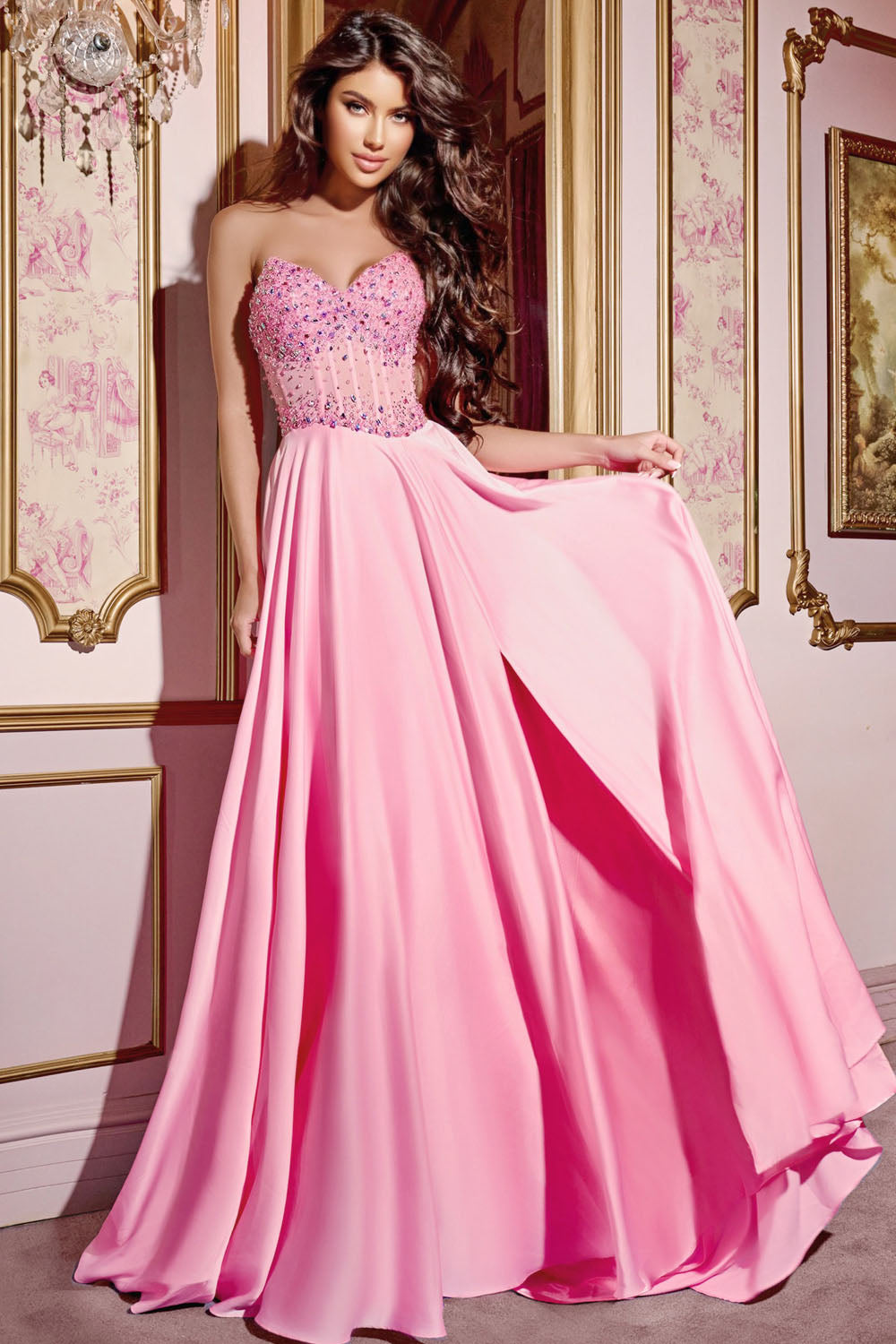 Jovani D6021 prom dress images.  Jovani D6021 is available in these colors: Pink.