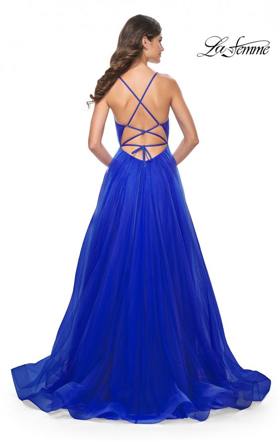 La Femme 31457 prom dress images.  La Femme 31457 is available in these colors: Black, Dark Berry, Royal Blue.