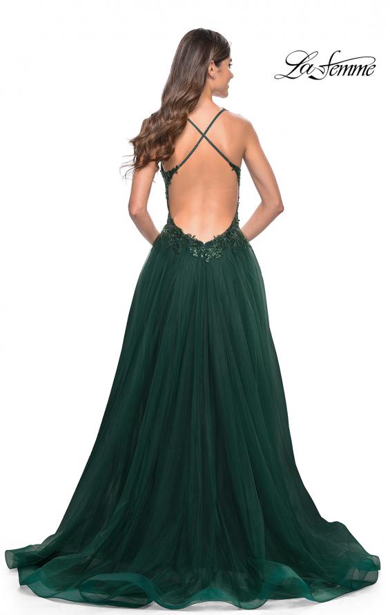 La Femme 31471 prom dress images.  La Femme 31471 is available in these colors: Black, Dark Berry, Dark Emerald, Royal Blue.