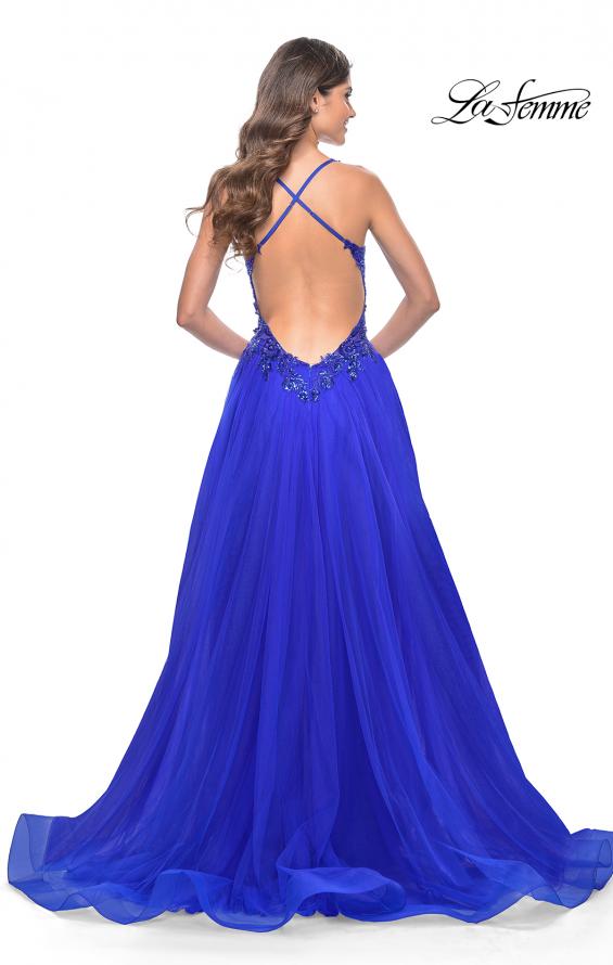 La Femme 31471 prom dress images.  La Femme 31471 is available in these colors: Black, Dark Berry, Dark Emerald, Royal Blue.