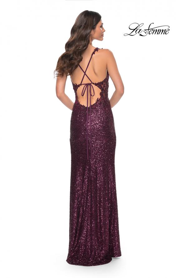 La Femme 31657 prom dress images.  La Femme 31657 is available in these colors: Black, Dark Berry.