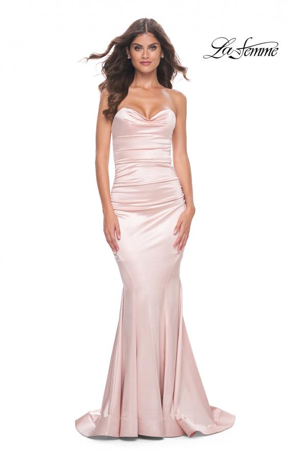 La Femme 31915 prom dress images.  La Femme 31915 is available in these colors: Black, Bronze, Champagne, Deep Red, Emerald.